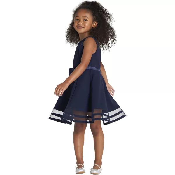 imageCalvin Klein Girls Sleeveless Party Dress Fit and Flare Silhouette Round Neckline ampamp Back Zip ClosureNavy