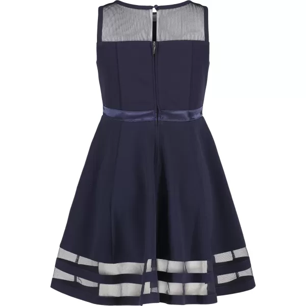 imageCalvin Klein Girls Sleeveless Party Dress Fit and Flare Silhouette Round Neckline ampamp Back Zip ClosureNavy