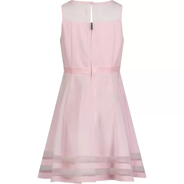 imageCalvin Klein Girls Sleeveless Party Dress Fit and Flare Silhouette Round Neckline ampamp Back Zip ClosureSweet Pink