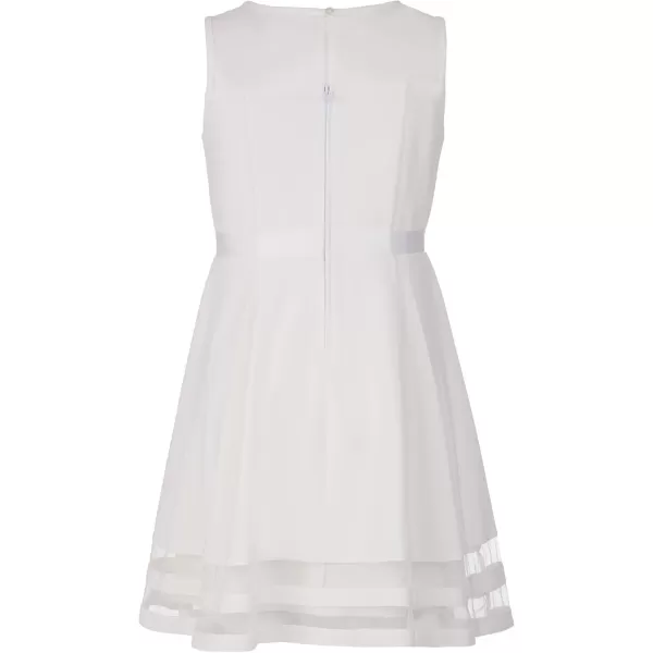 imageCalvin Klein Girls Sleeveless Party Dress Fit and Flare Silhouette Round Neckline ampamp Back Zip ClosureWhipped Cream