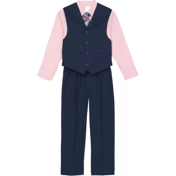 imageCalvin Klein Boys 4Piece Formal Suit Set Vest Pants Collared Dress Shirt and TieBank Blue