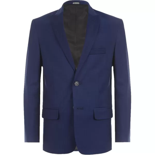 imageCalvin Klein Boys BiStretch Blazer Suit Jacket 2Button Single Breasted Closure Buttoned Cuffs ampamp Front Flap PocketsBright Blue