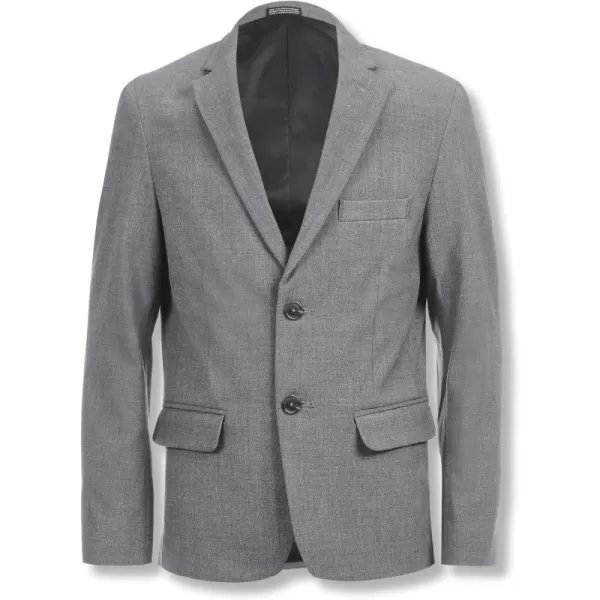 imageCalvin Klein Boys BiStretch Blazer Suit Jacket 2Button Single Breasted Closure Buttoned Cuffs ampamp Front Flap PocketsGrey Heather