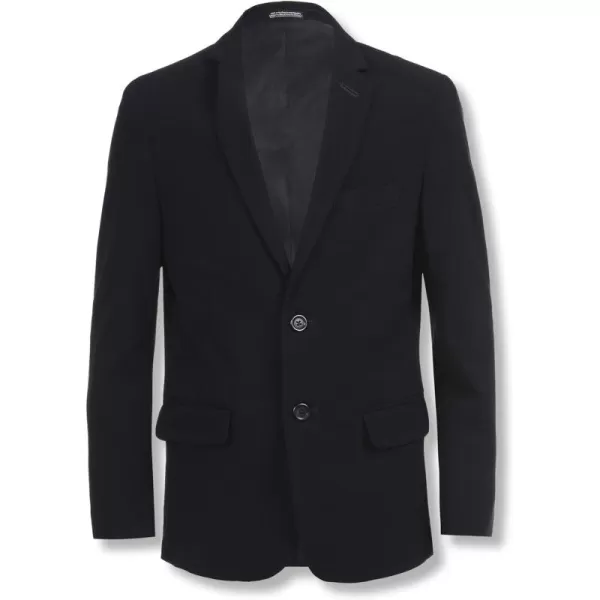 imageCalvin Klein Boys BiStretch Blazer Suit Jacket 2Button Single Breasted Closure Buttoned Cuffs ampamp Front Flap PocketsNavy