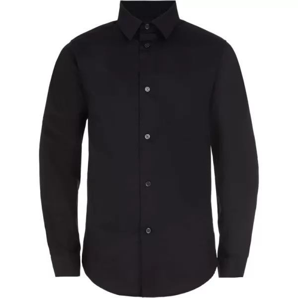 imageCalvin Klein Boys Long Sleeve Slim Fit Dress Shirt ButtonDown Style with Cuffs ampamp Shirttail HemBlack