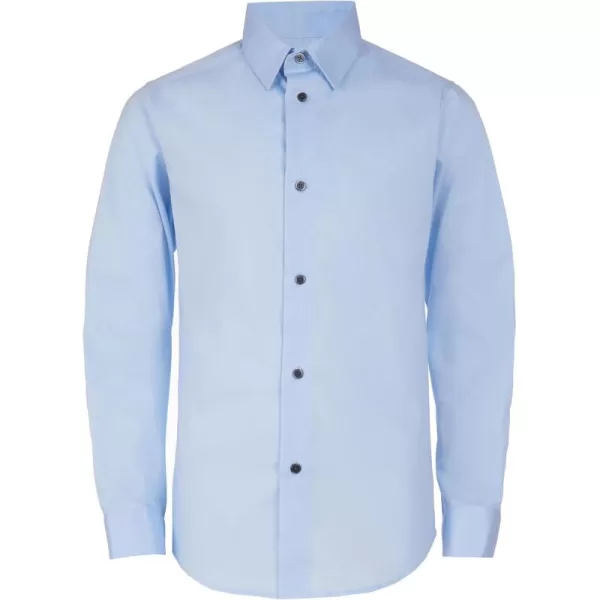 imageCalvin Klein Boys Long Sleeve Slim Fit Dress Shirt ButtonDown Style with Cuffs ampamp Shirttail HemIce Bay