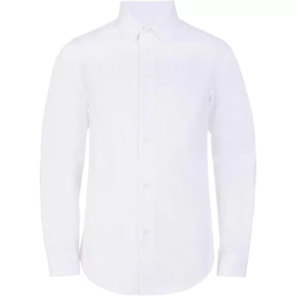 imageCalvin Klein Boys Long Sleeve Slim Fit Dress Shirt ButtonDown Style with Cuffs ampamp Shirttail HemWhite