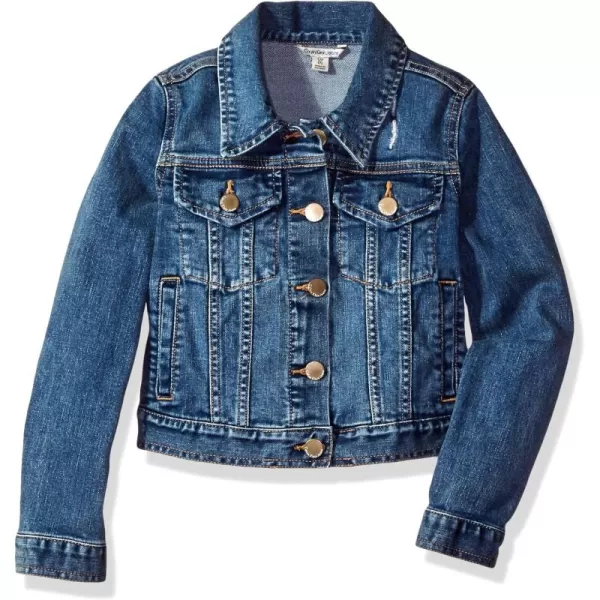 imageCalvin Klein Girls Basic Jean Jacket Stretch Denim with Button Closure Casual StyleAuthentic
