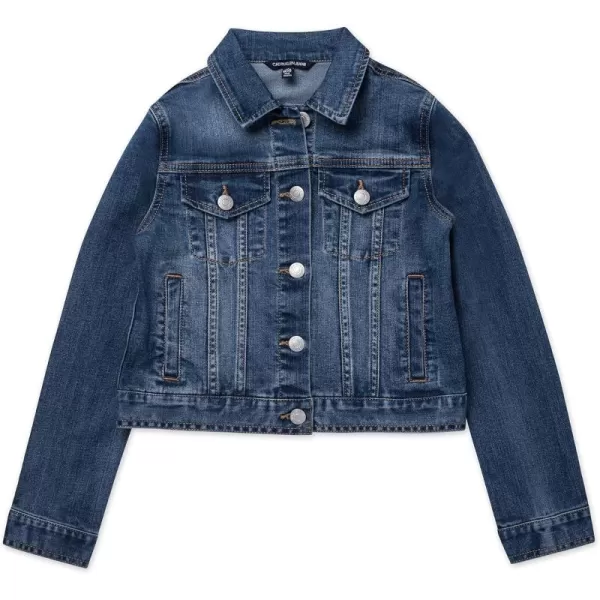 imageCalvin Klein Girls Basic Jean Jacket Stretch Denim with Button Closure Casual StyleBlue
