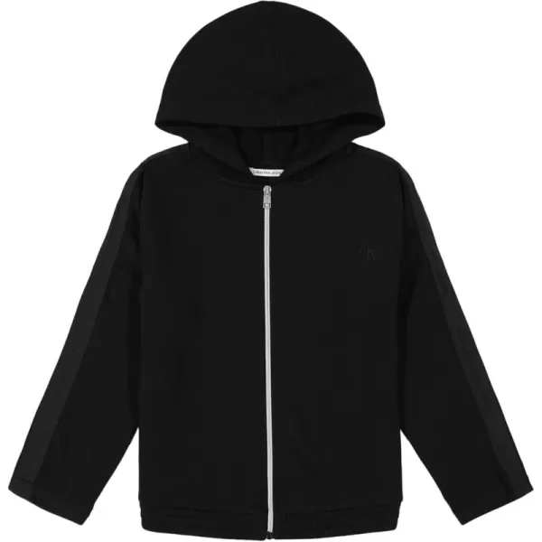 imageCalvin Klein Girls FullZip Fleece Hoodie Sweatshirt with Front PocketsBlack Shimmer