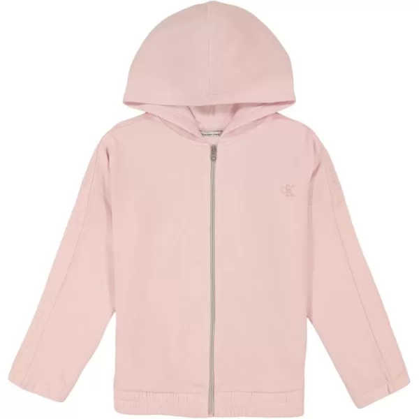 imageCalvin Klein Girls FullZip Fleece Hoodie Sweatshirt with Front PocketsPeony Shimer