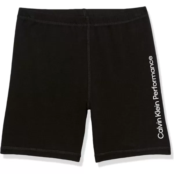 imageCalvin Klein Girls Performance Bike Shorts Soft ampamp Stretchy with Flat Waistband ampamp Snug FitBlack Linear
