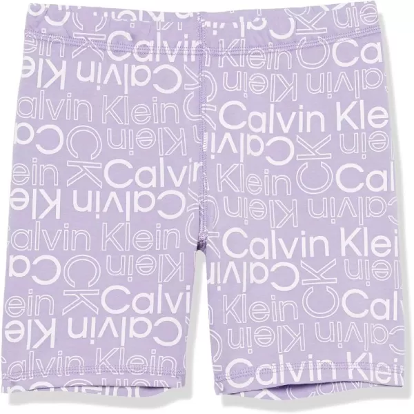 imageCalvin Klein Girls Performance Bike Shorts Soft ampamp Stretchy with Flat Waistband ampamp Snug FitViolet Tulip Logo