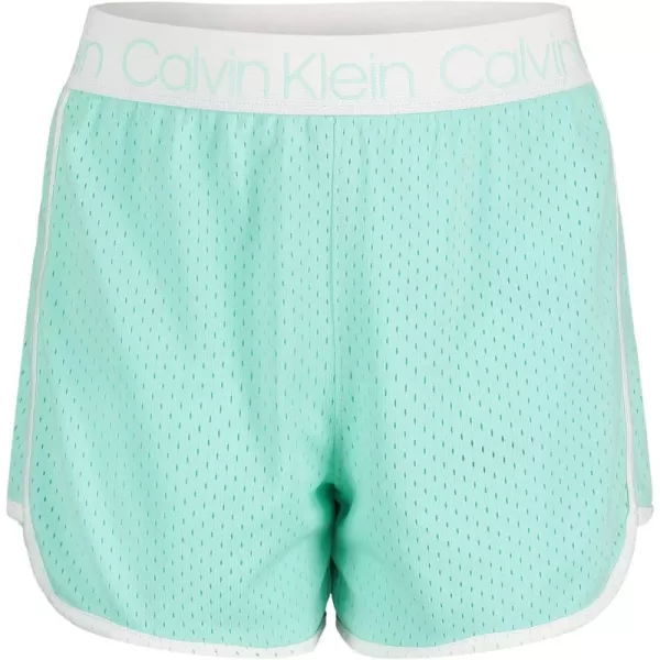 imageCalvin Klein Girls Performance Running Shorts QuickDrying Mesh Elastic Waistband ampamp Pullon StyleBeach Glass