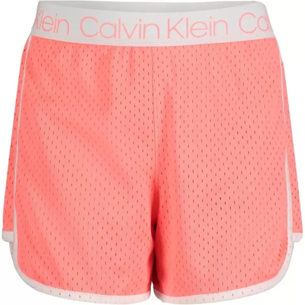 imageCalvin Klein Girls Performance Running Shorts QuickDrying Mesh Elastic Waistband ampamp Pullon StyleJolt Pink