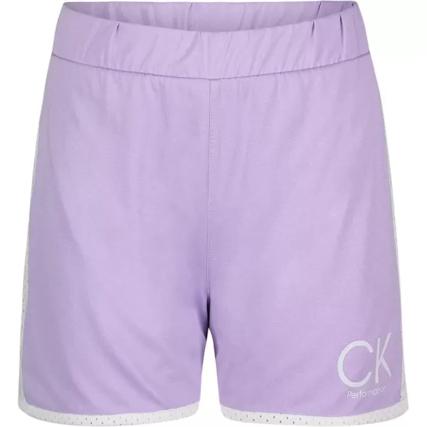 imageCalvin Klein Girls Performance Running Shorts QuickDrying Mesh Elastic Waistband ampamp Pullon StylePurple Rose Mix