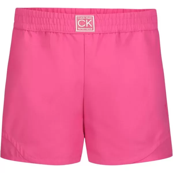 imageCalvin Klein Girls Performance Running Shorts QuickDrying Mesh Elastic Waistband ampamp Pullon StyleRasberry Rose