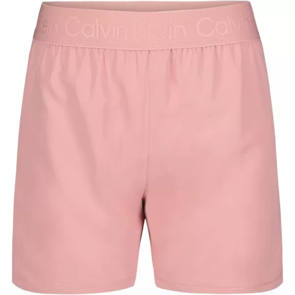 imageCalvin Klein Girls Performance Running Shorts QuickDrying Mesh Elastic Waistband ampamp Pullon StyleRose Tan Tulip