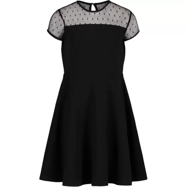 imageCalvin Klein Girls Sleeveless Party Dress Fit and Flare Silhouette Round Neckline ampamp Back Zip ClosureBlack Dot