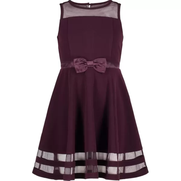 imageCalvin Klein Girls Sleeveless Party Dress Fit and Flare Silhouette Round Neckline ampamp Back Zip ClosureDark Purple