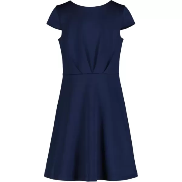 imageCalvin Klein Girls Sleeveless Party Dress Fit and Flare Silhouette Round Neckline ampamp Back Zip ClosureNavy Scuba