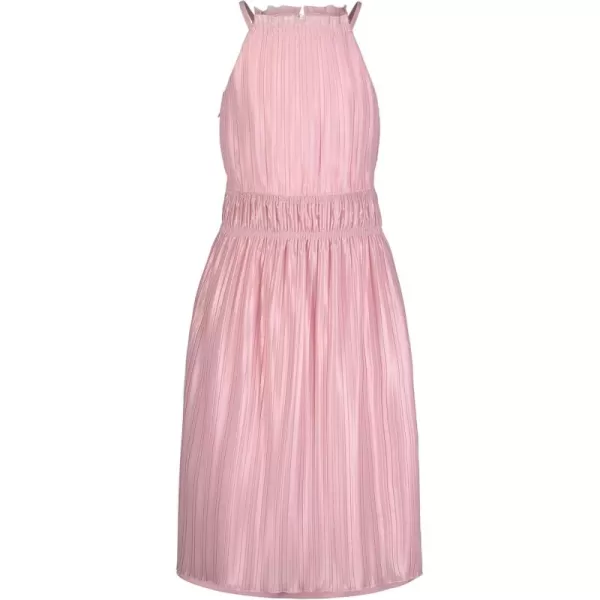 imageCalvin Klein Girls Sleeveless Party Dress Fit and Flare Silhouette Round Neckline ampamp Back Zip ClosureParfait Pink