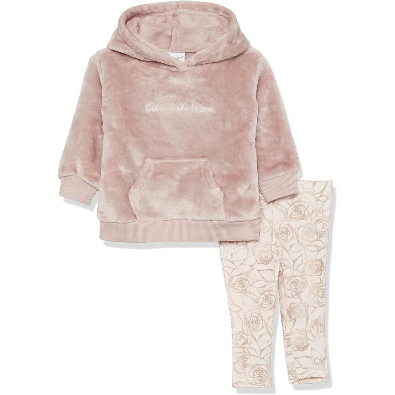 imageCalvin Klein Girls Crewneck Pullover ampamp Legging Set Everyday Casual Wear UltraSoft ampamp Comfortable Grey Heather PrintMauvePink