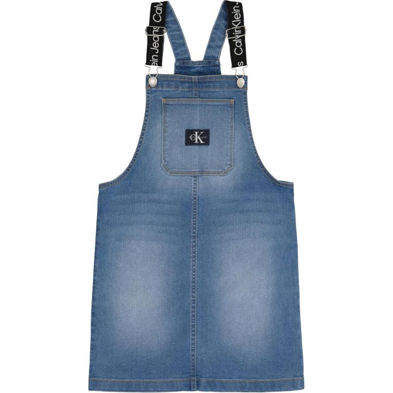 imageCalvin Klein Girls Denim Skirtall Dress Overall Style with Hook ampamp Loop Closure Boyfriend Fit Functional Front PocketAuthentic