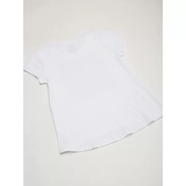 imageCalvin Klein Girls Short Sleeve Cotton TShirt with Flip Sequin Design ampamp Tagless InteriorWhite Pop