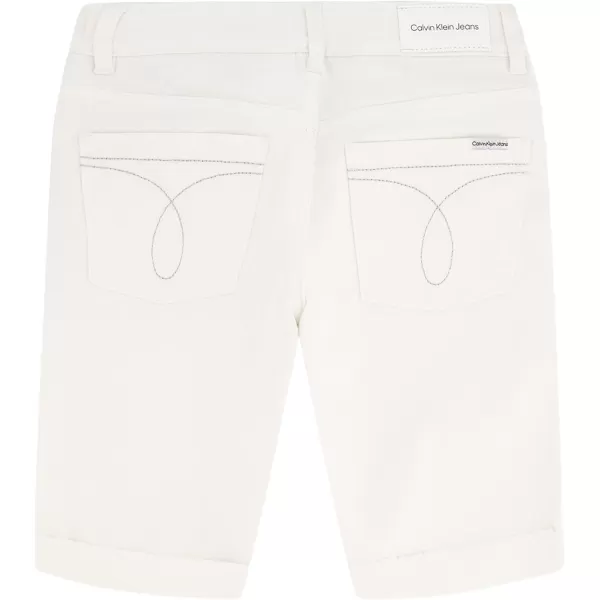 imageCalvin Klein Girls Skinny Fit Stretch Denim Bermuda Jean ShortsWhiteoutCut Off