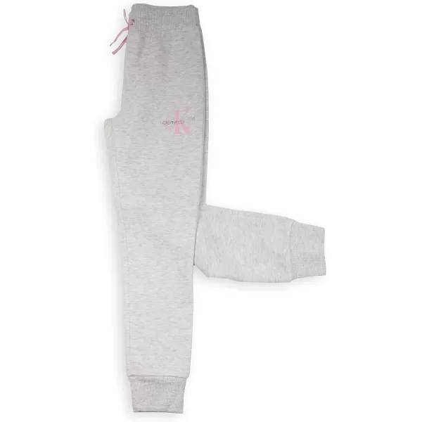 imageCalvin Klein Girls Soft Fleece Logo Sweatpants Comfortable Fit and Elastic WaistbandGrey Monogram