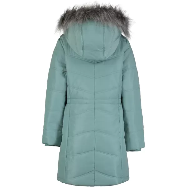 imageCalvin Klein girls Hooded Winter Puffer Jacket Fulllength Heavyweight Coat With Fleece LiningAerial Aqua