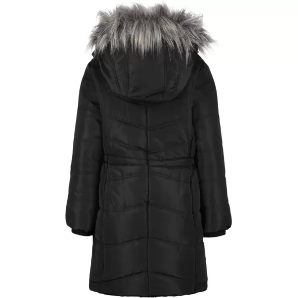 imageCalvin Klein girls Hooded Winter Puffer Jacket Fulllength Heavyweight Coat With Fleece LiningAerial Black