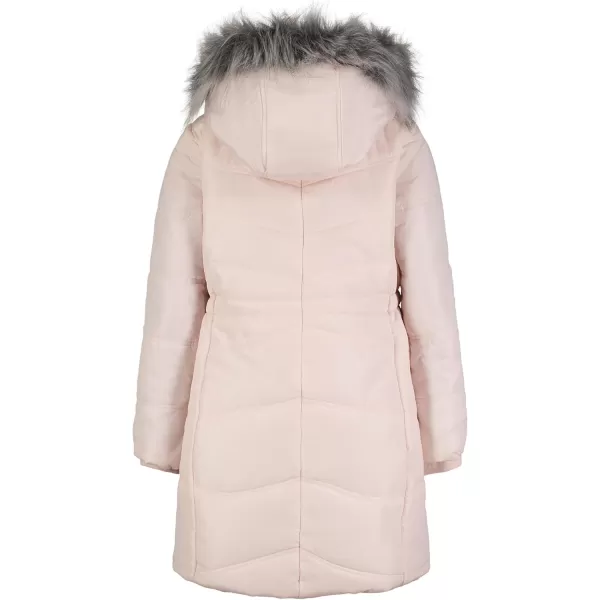 imageCalvin Klein girls Hooded Winter Puffer Jacket Fulllength Heavyweight Coat With Fleece LiningAerial Silver Peony