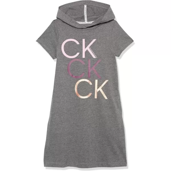 imageCalvin Klein Girls Performance Sport Hoodie Sweatshirt DressGrey Logo Toss