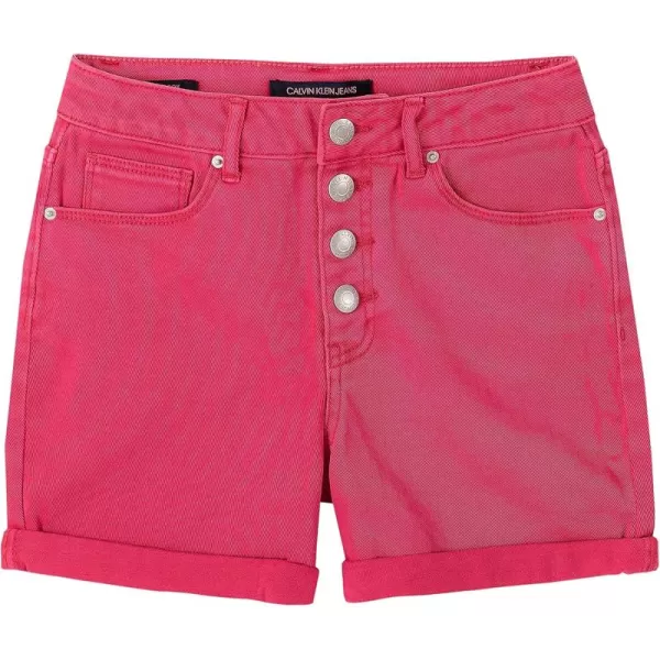 imageCalvin Klein Girls Skinny Fit Stretch Denim Bermuda Jean ShortsRasberryHigh Rise