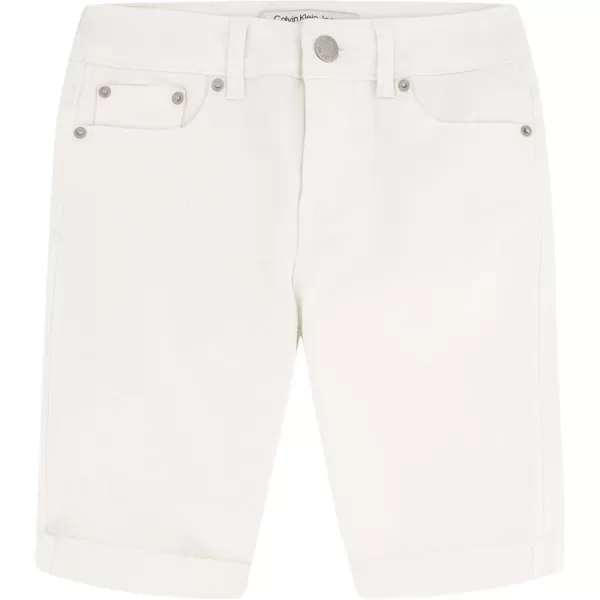 imageCalvin Klein Girls Skinny Fit Stretch Denim Bermuda Jean ShortsWhiteoutCut Off