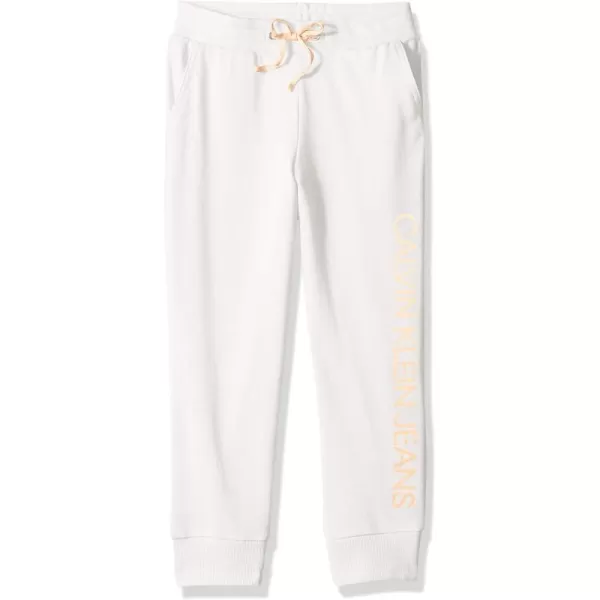 imageCalvin Klein Girls Soft Fleece Logo Sweatpants Comfortable Fit and Elastic WaistbandCream 5904