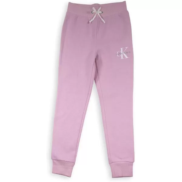 imageCalvin Klein Girls Soft Fleece Logo Sweatpants Comfortable Fit and Elastic WaistbandHoneysuckle