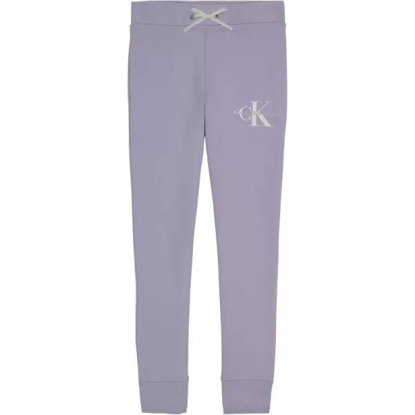 imageCalvin Klein Girls Soft Fleece Logo Sweatpants Comfortable Fit and Elastic WaistbandLavender Ice