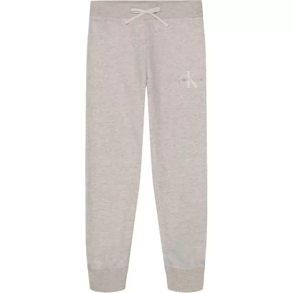 imageCalvin Klein Girls Soft Fleece Logo Sweatpants Comfortable Fit and Elastic WaistbandPutty Beige