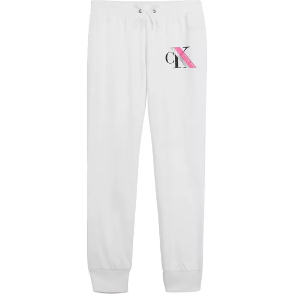 imageCalvin Klein Girls Soft Fleece Logo Sweatpants Comfortable Fit and Elastic WaistbandWhite Vertical