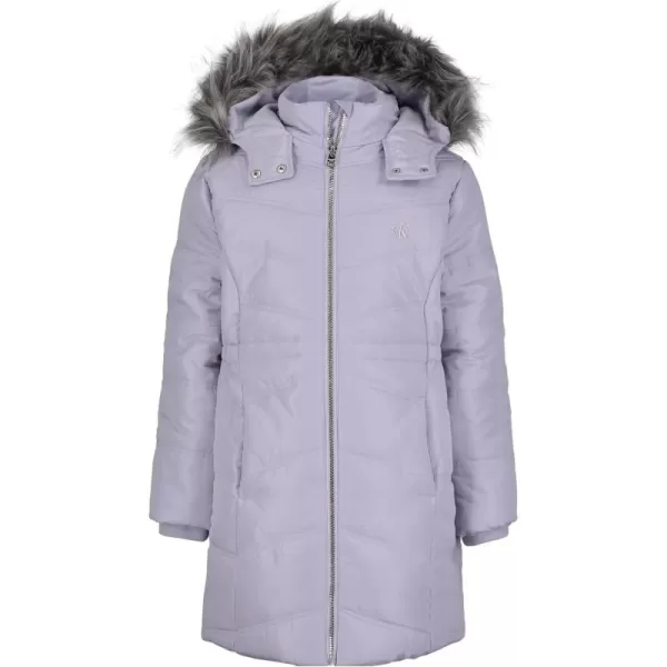 imageCalvin Klein girls Hooded Winter Puffer Jacket Fulllength Heavyweight Coat With Fleece LiningAerial Cosmic Sky