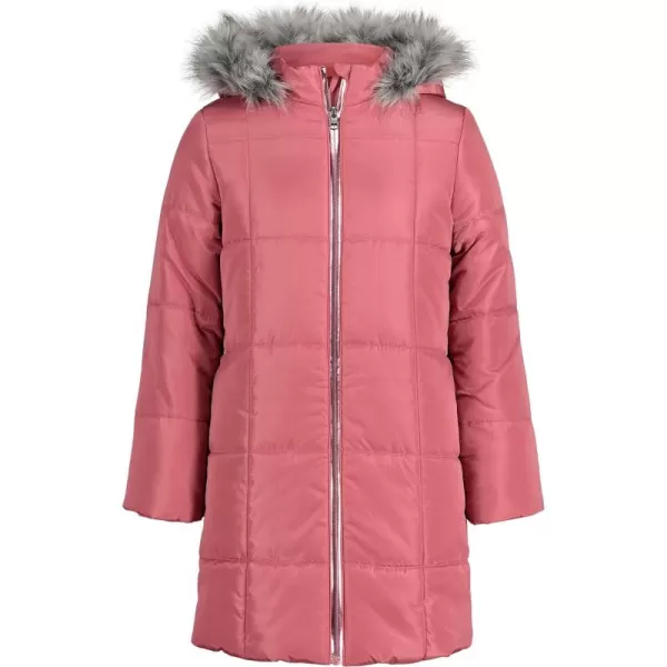 imageCalvin Klein girls Hooded Winter Puffer Jacket Fulllength Heavyweight Coat With Fleece LiningMauvewood Metallic