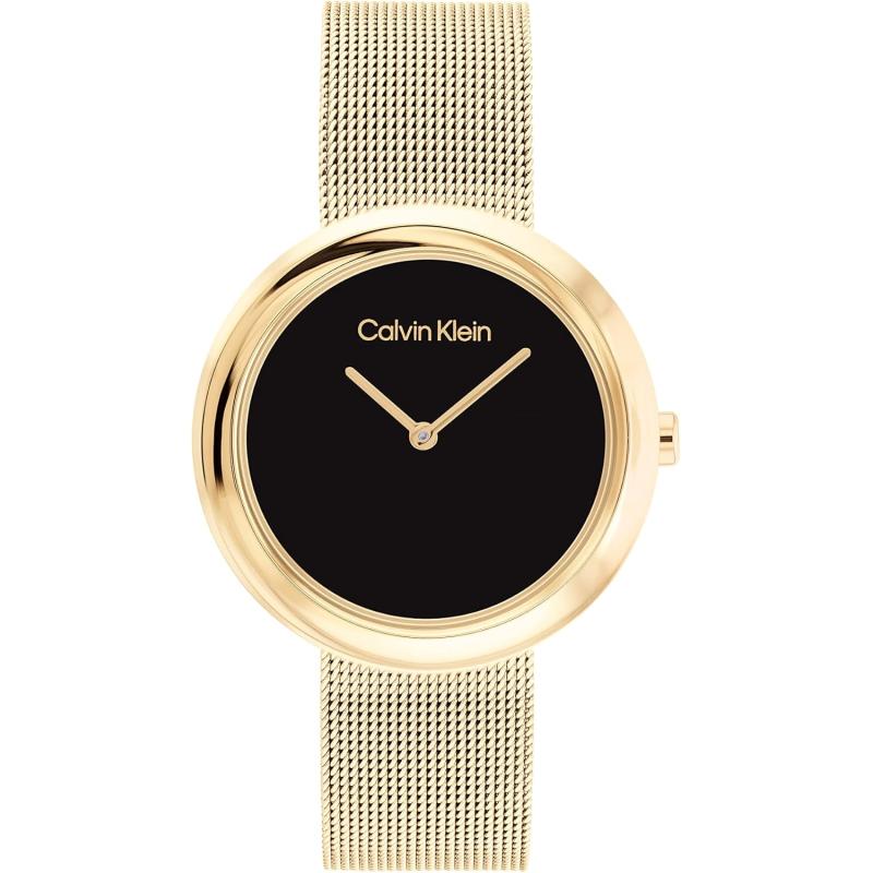 imageCalvin Klein Twisted Bezel  Womens 2H Quartz Stainless Steel Watch  Water Resistant 3 ATM30 Meters  Premium Ladies Timepiece for Every Occasion  34mmBlackGold