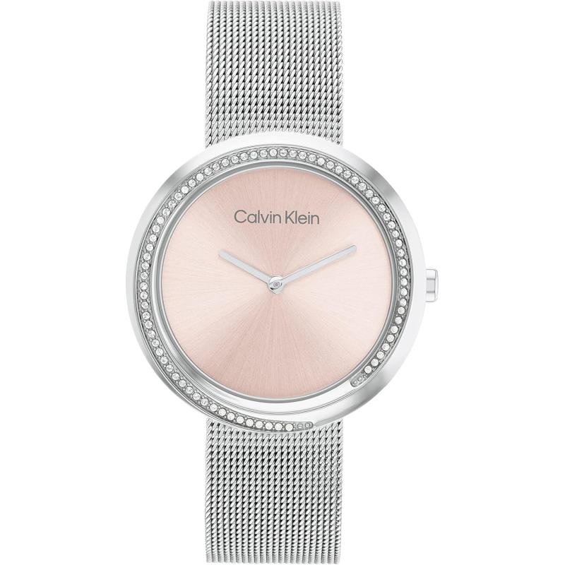 imageCalvin Klein Twisted Bezel  Womens 2H Quartz Stainless Steel Watch  Water Resistant 3 ATM30 Meters  Premium Ladies Timepiece for Every Occasion  34mmBlushSilver