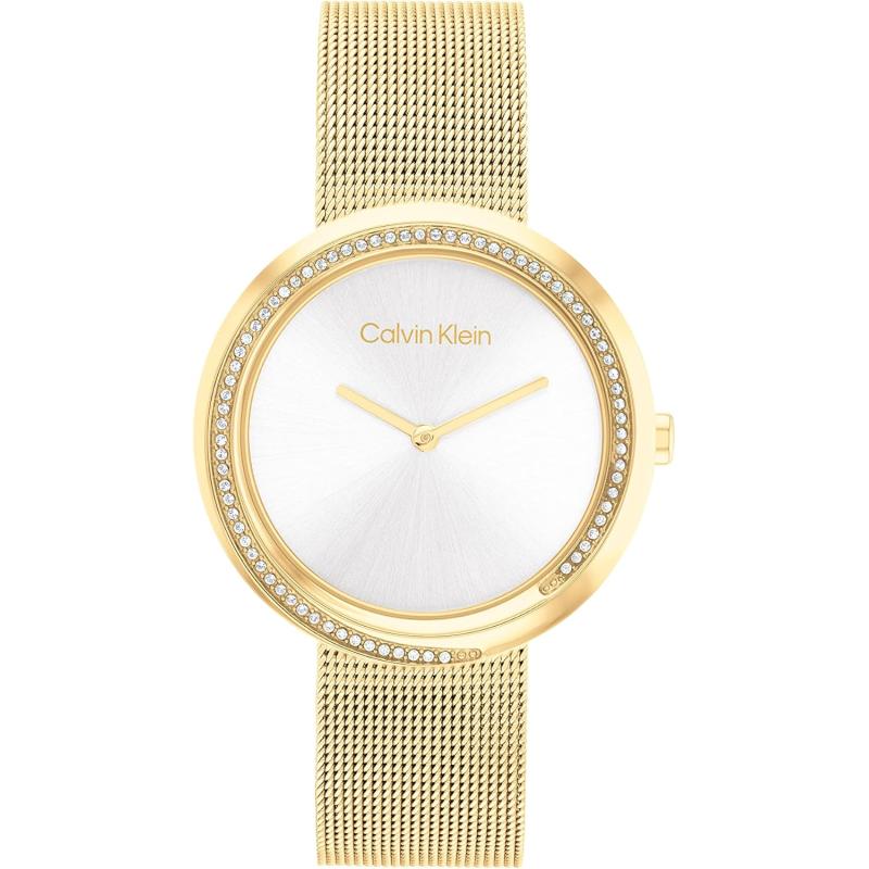 imageCalvin Klein Twisted Bezel  Womens 2H Quartz Stainless Steel Watch  Water Resistant 3 ATM30 Meters  Premium Ladies Timepiece for Every Occasion  34mmSilver White