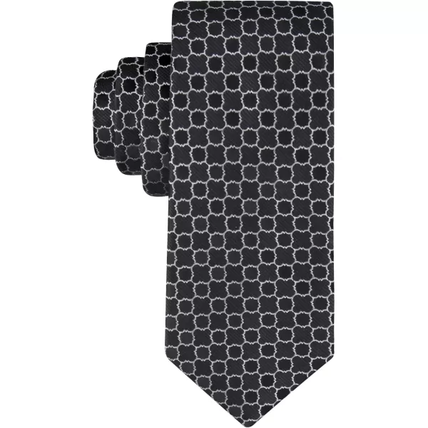 imageCalvin Klein Mens Classic Black Solid and Pattern Ties Standard and Extra Long SizesBlack Medallion