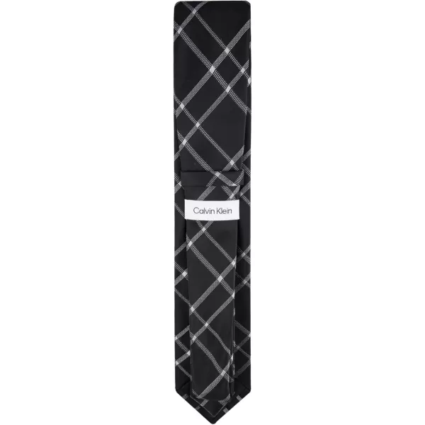 imageCalvin Klein Mens Classic Black Solid and Pattern Ties Standard and Extra Long SizesBlack Plaid