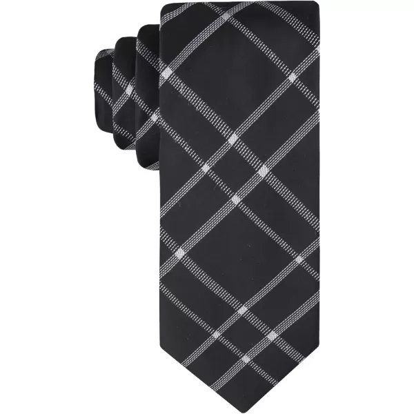 imageCalvin Klein Mens Classic Black Solid and Pattern Ties Standard and Extra Long SizesBlack Plaid